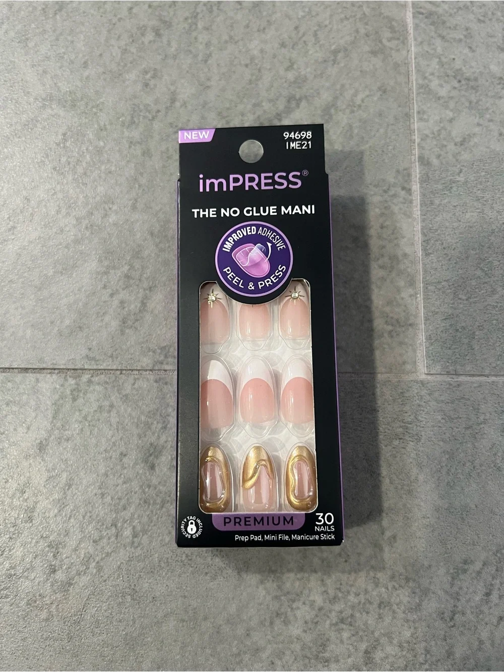 NIB imPress Premium Press-On Fake Nails in No Tears French